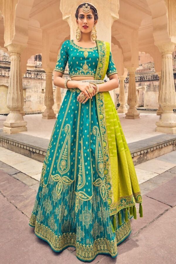 Bottle green banarasi lehenga choli 4