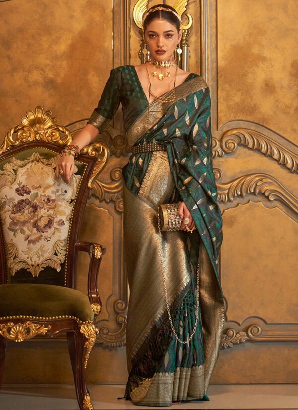 Dark green silk saree 2