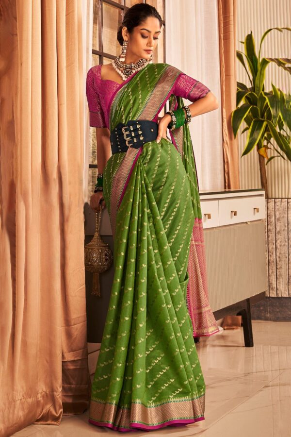 Green Banarasi saree 1