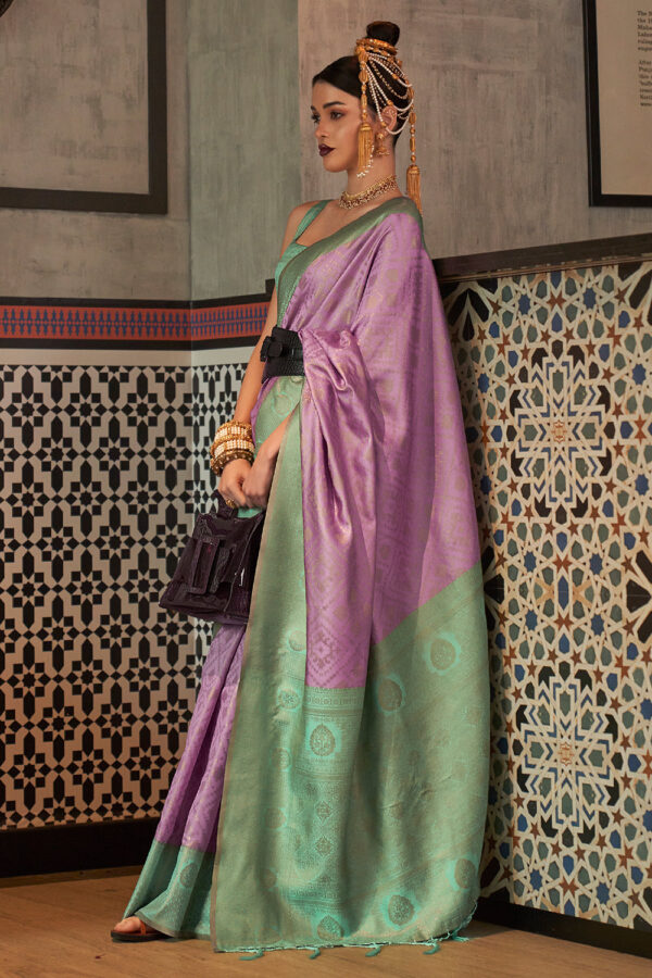 Lavender kanjivaram silk saree 4