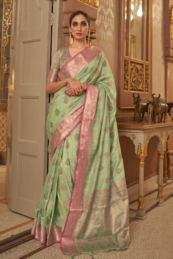 Pista Green Linen Saree 1