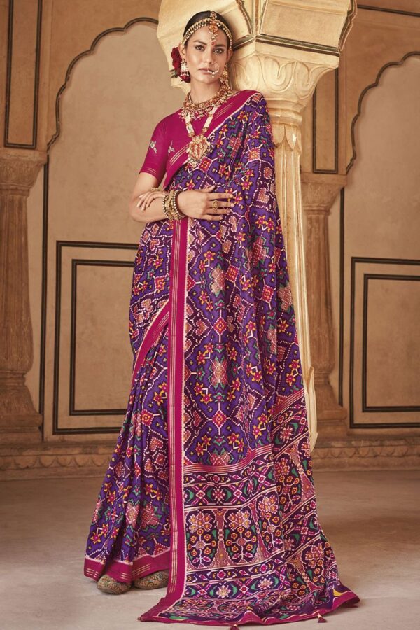 Purple Patola printed saree 1