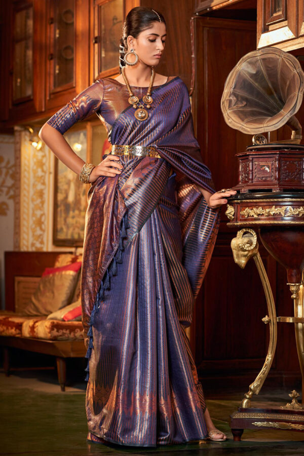 Violet purple kanjivaram saree 2