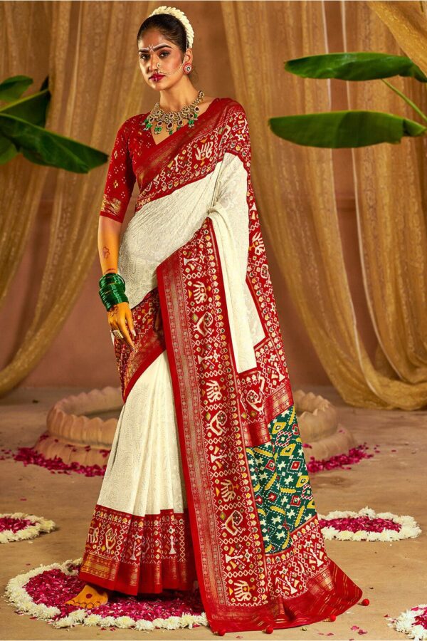 White Patola Georgette Saree 1 1