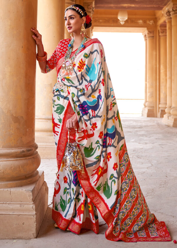 White Patola Silk Saree 1