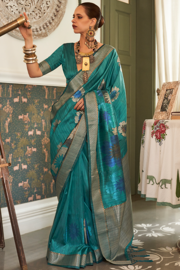 blue silk saree 1