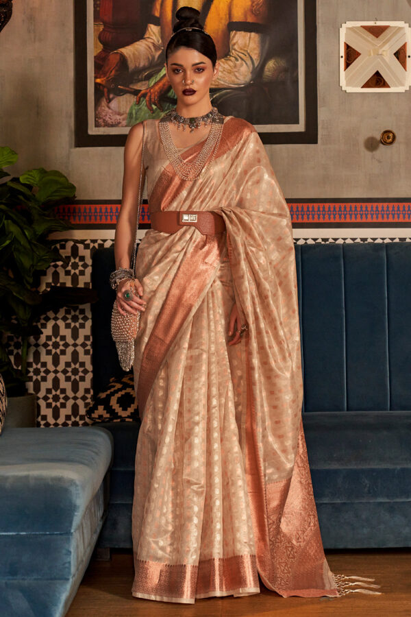 cream kanjivaram saree 2