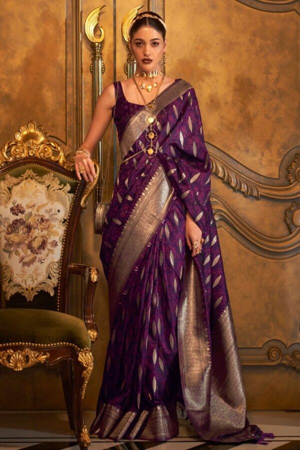 dark purple silk saree 1 1