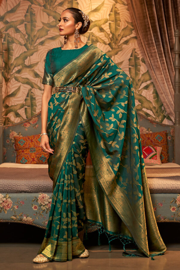 green Kanjivaram saree 2