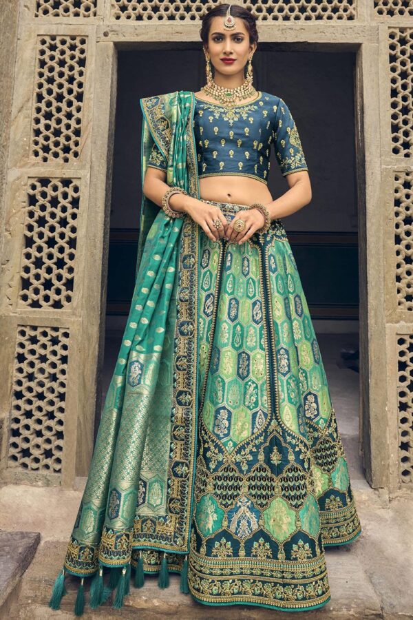 green banarasi lehenga 1 1