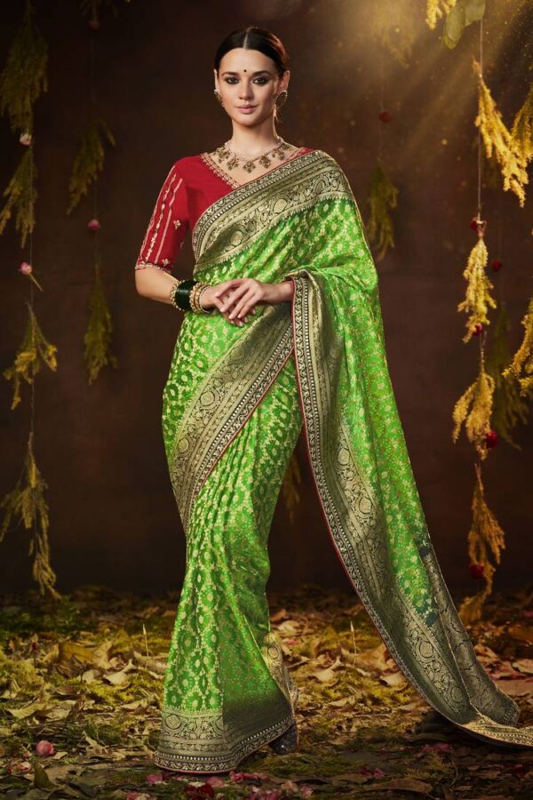 green georgette saree 2