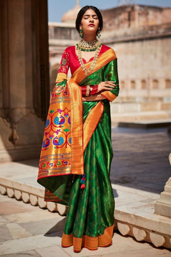 green pithani saree 3