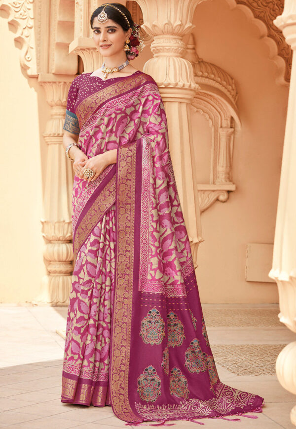 mgenta silk saree 1