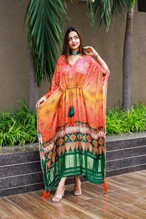 multicolor gaji silk kaftan 2