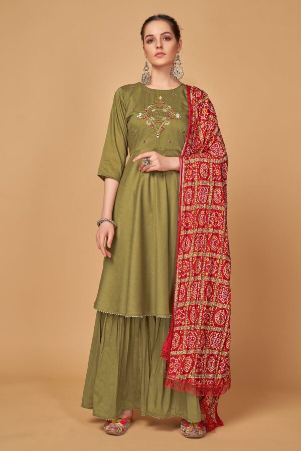 olive green salwar suit 1