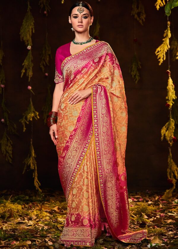 orange bandhani saree 3