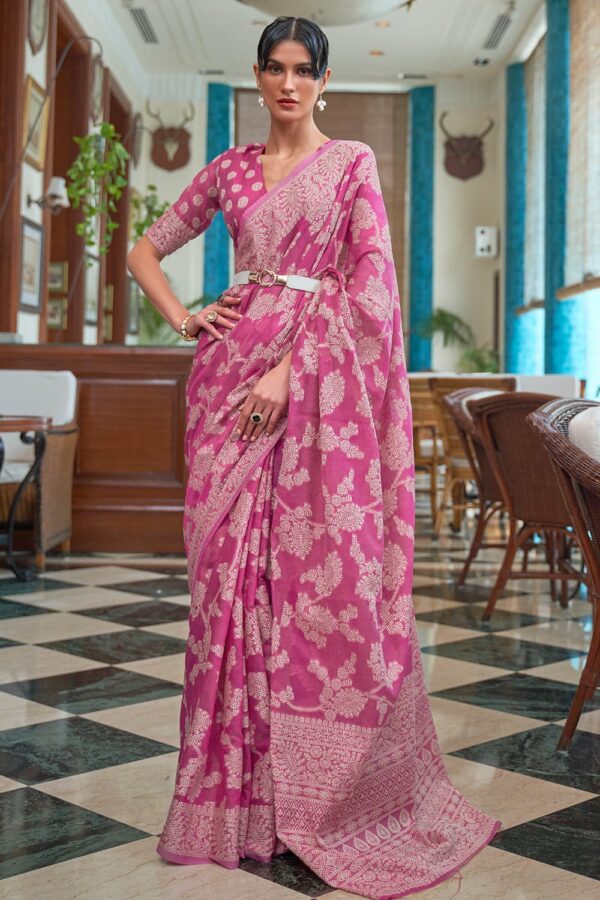 pink chikankari saree 2