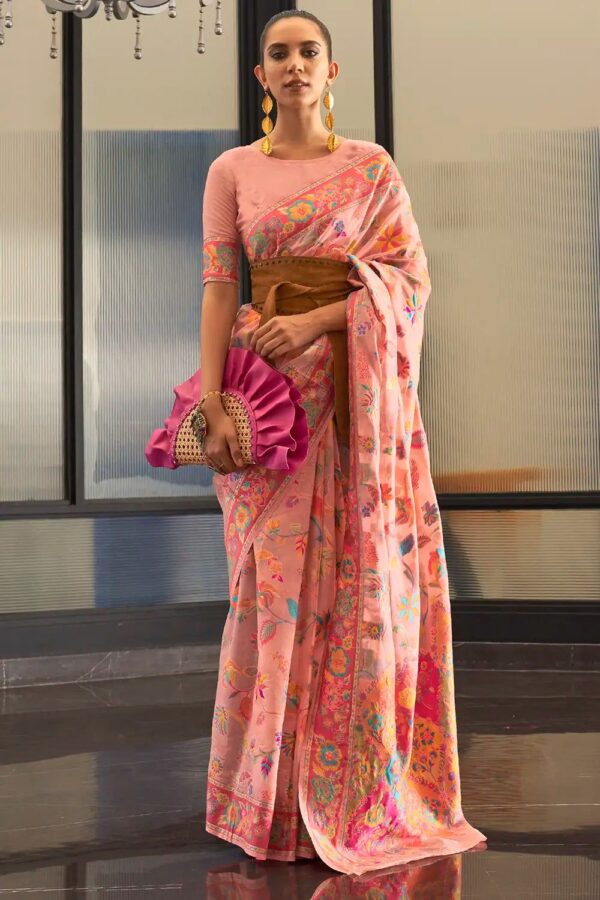 pink pashmina saree 2