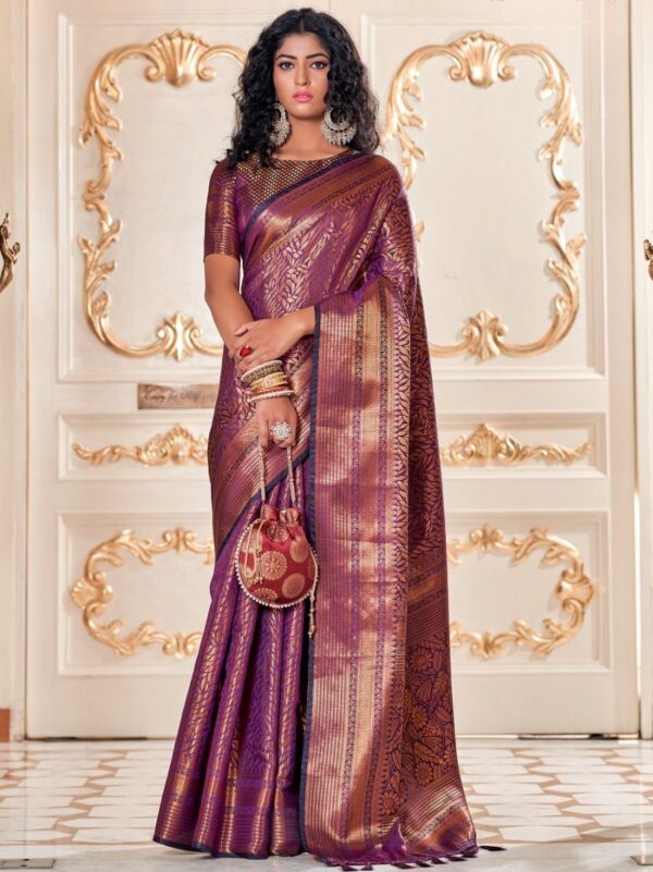 purple kanjivaram silk Saree 1