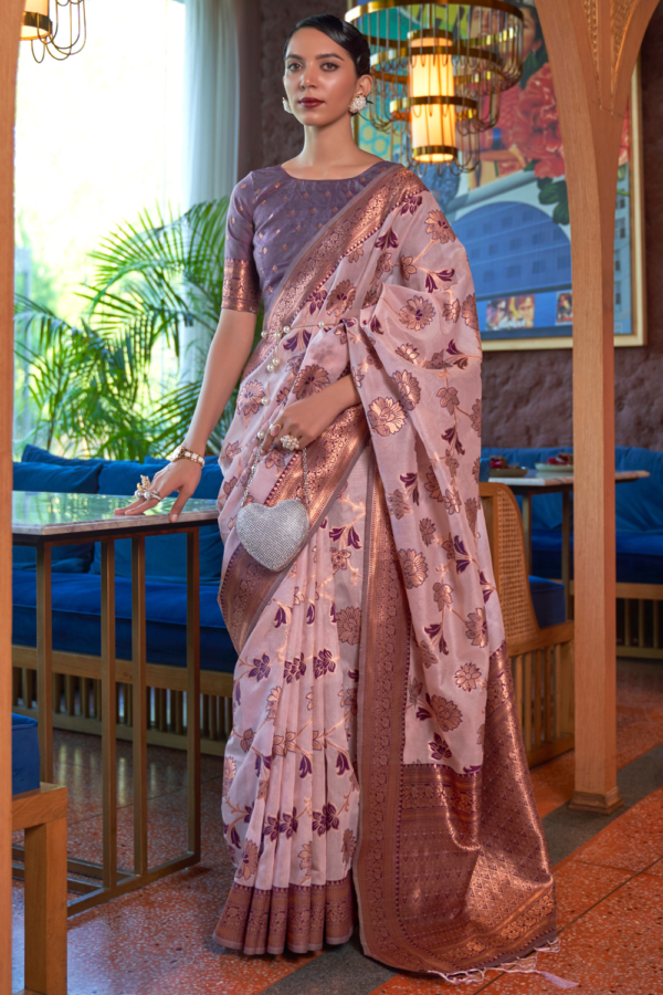 purple organza saree 1