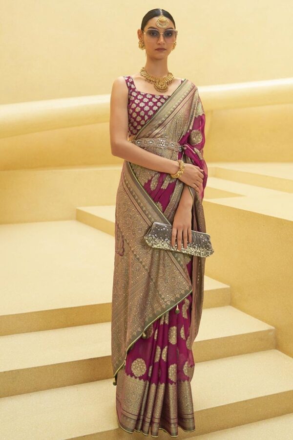 rani pink organza saree 2