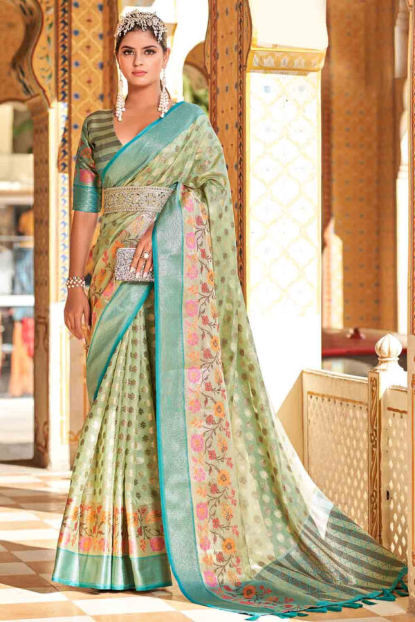 sea green art silk saree 4