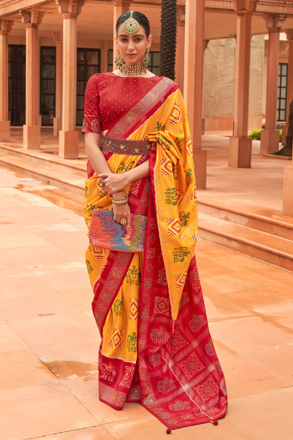 yellow and red saree 2