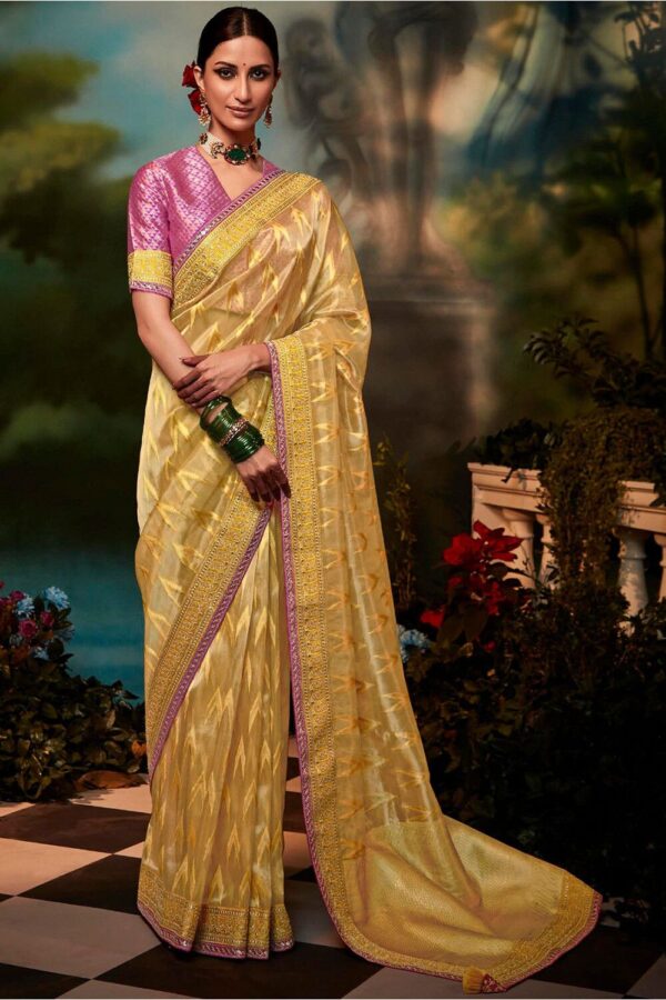 yellow organza saree 1 1