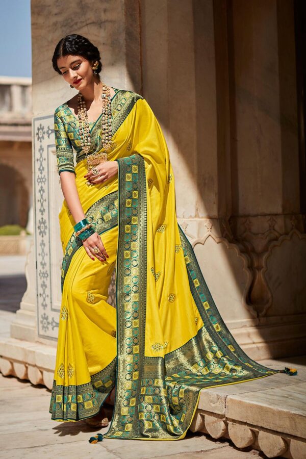 yellow silk saree 2